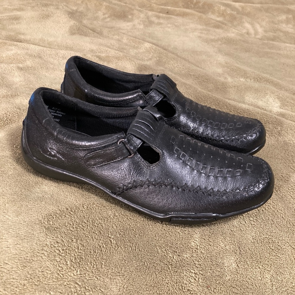 NWOT Dr. Scholl's Vintage 80s 90 Leather Slip On Shoes Black Size 8.5M